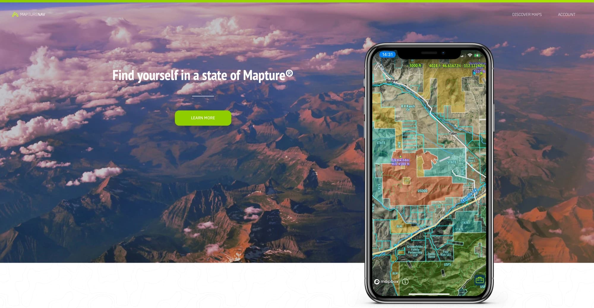 MaptureNav website home page hero