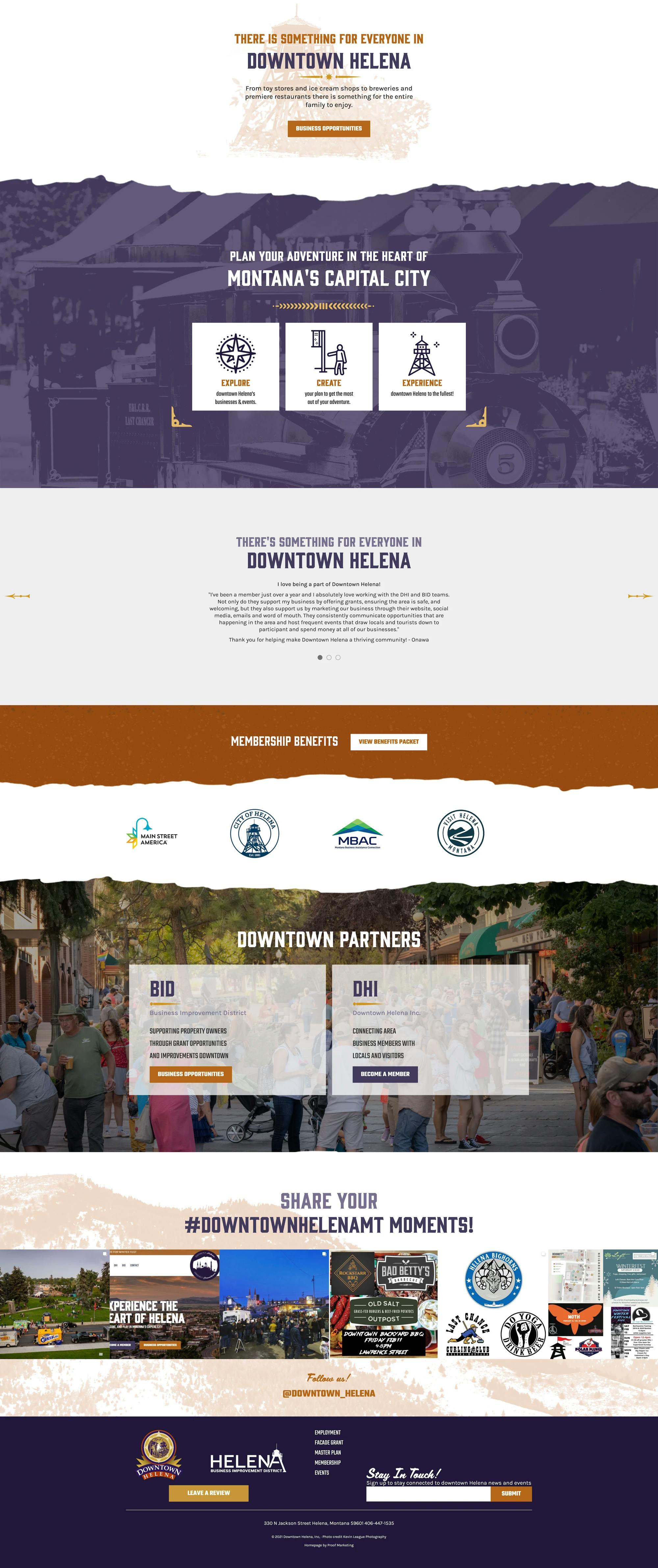 website homepage for downtown helena